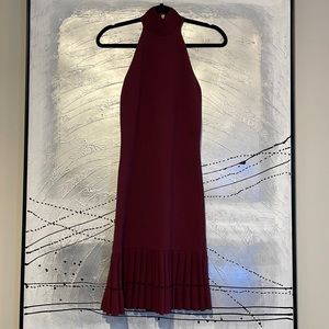 Michael Kors Halter Midi Dress With Gold Zipper Size XS Burgundy